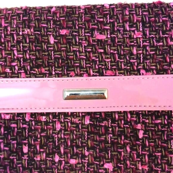 Crossbody Tweed Weave LAVENDER PINK Converible Clutch Purse Elegant Avante Garde - Picture 5 of 14